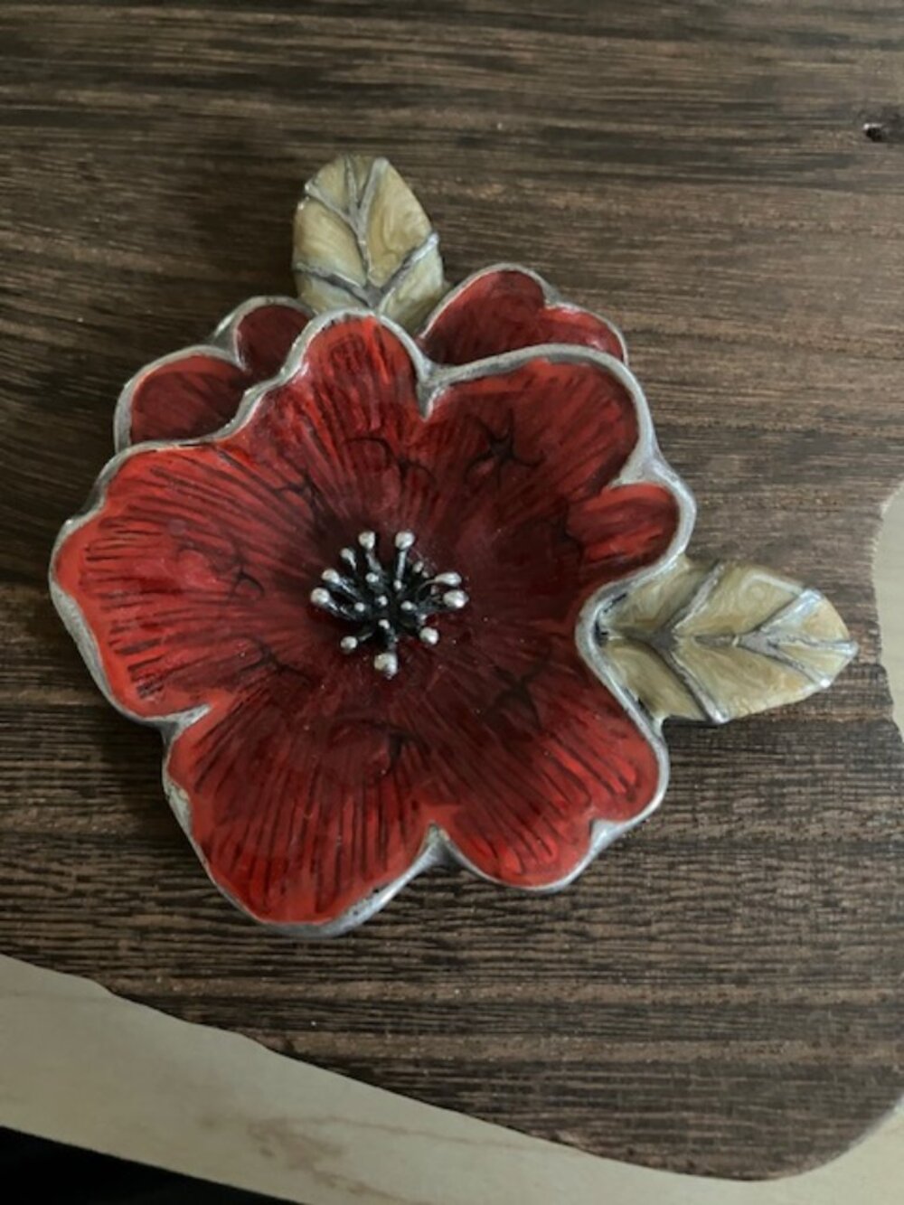 Chico's Large Vintage Enamel Flower Pendant